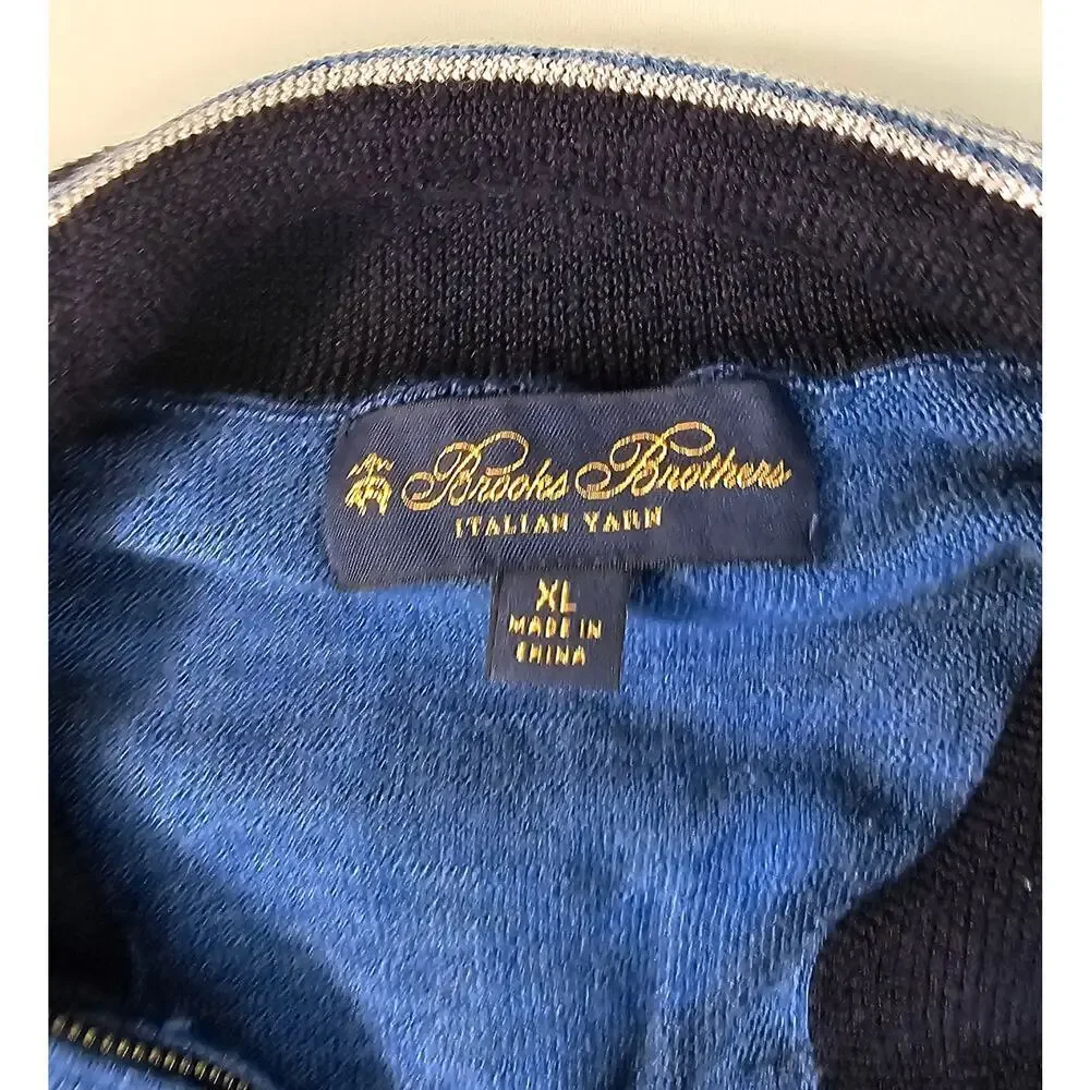 Brooks brothers blue 1/4 zip 100% merino wool EUC preppy casual warm winter XL